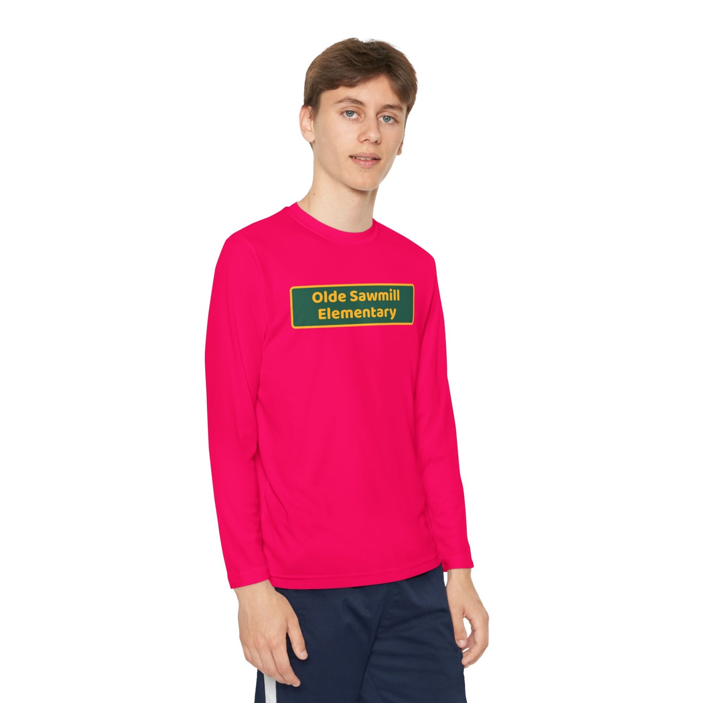 Olde Sawmill Blackboard Youth Long Sleeve Competitor Tee