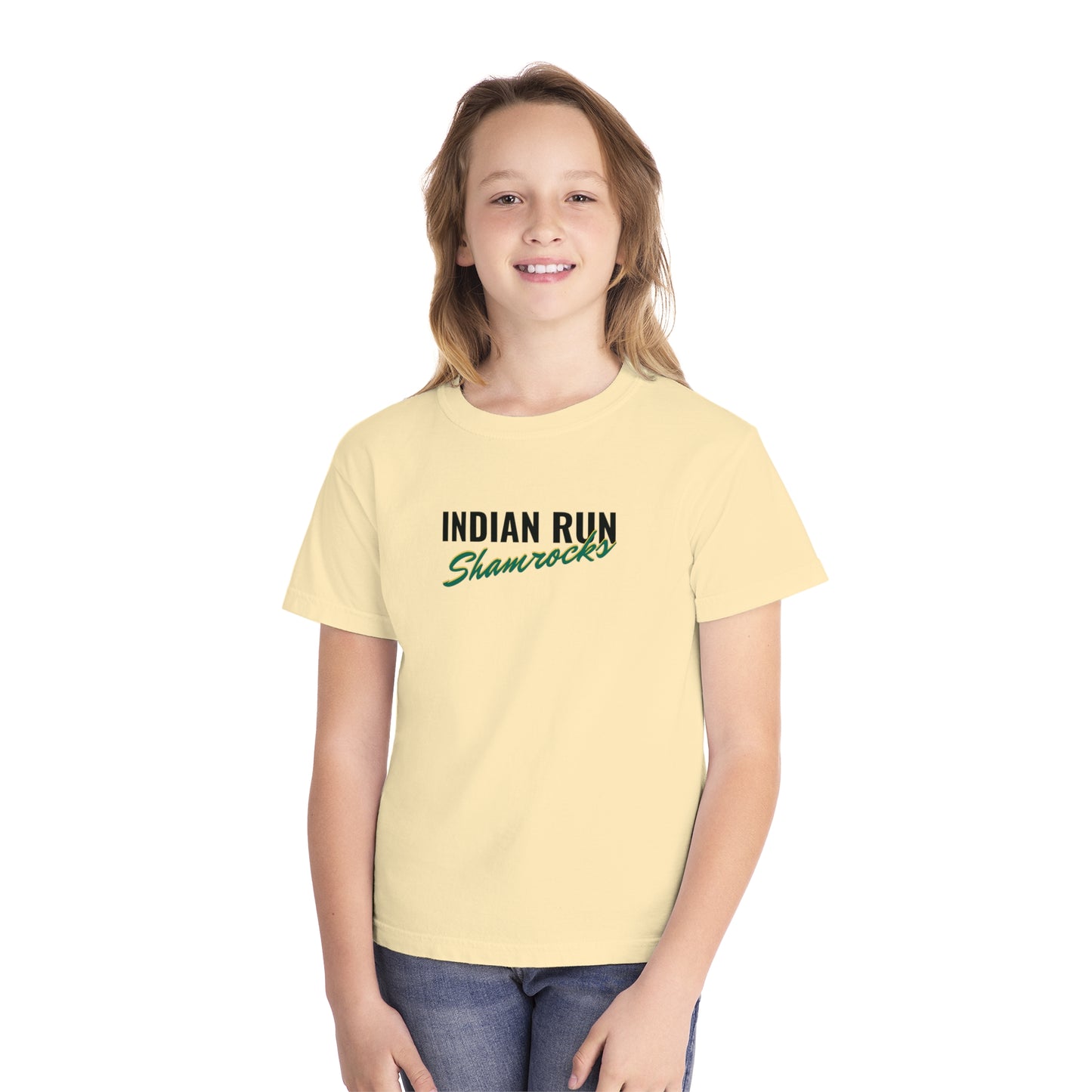 Indian Run Shamrocks Script Youth Midweight Tee