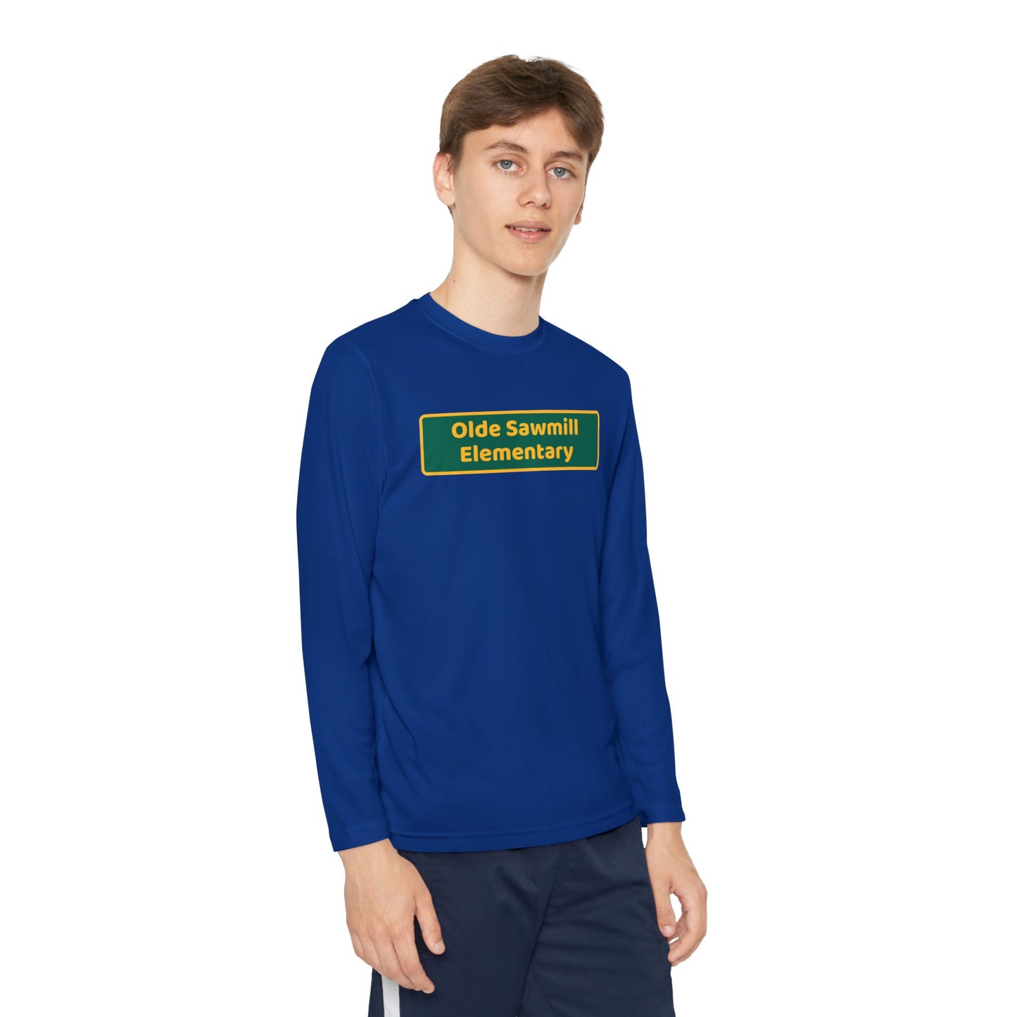 Olde Sawmill Blackboard Youth Long Sleeve Competitor Tee