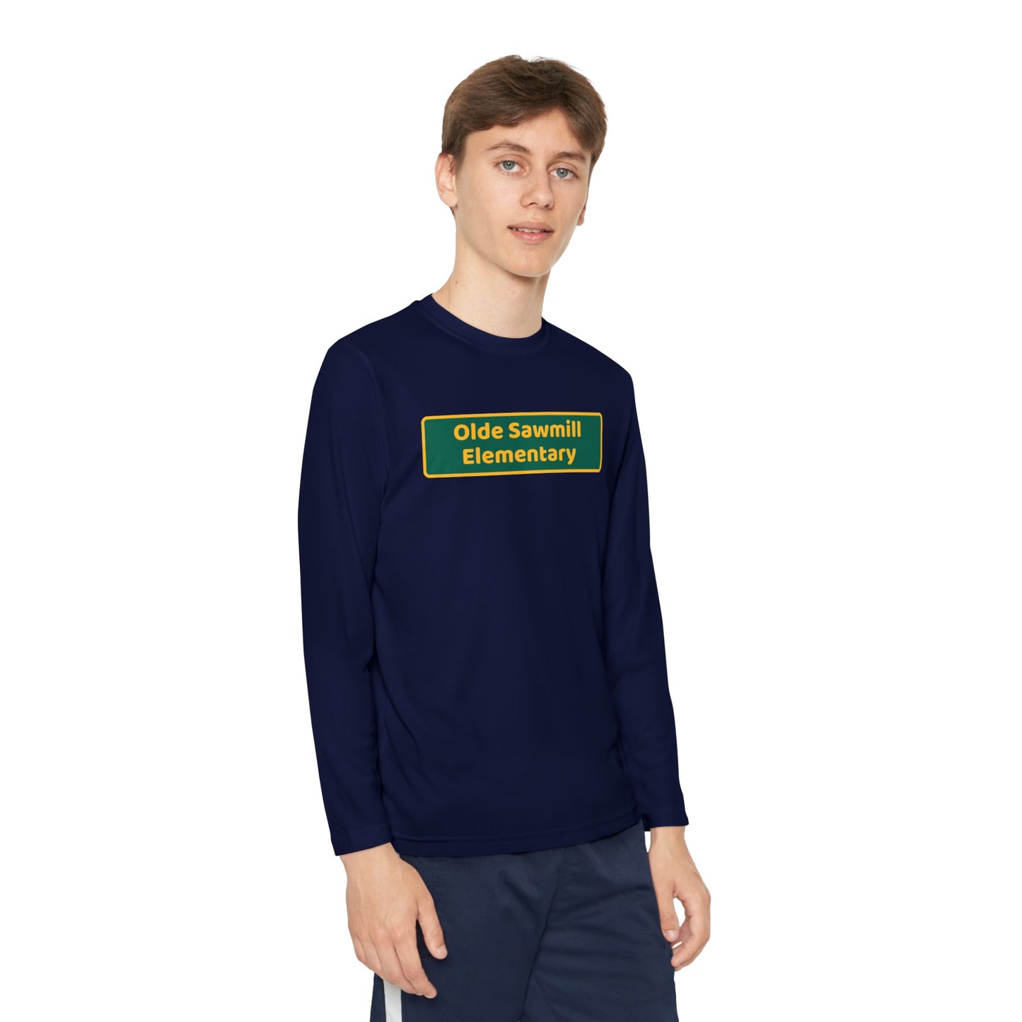 Olde Sawmill Blackboard Youth Long Sleeve Competitor Tee